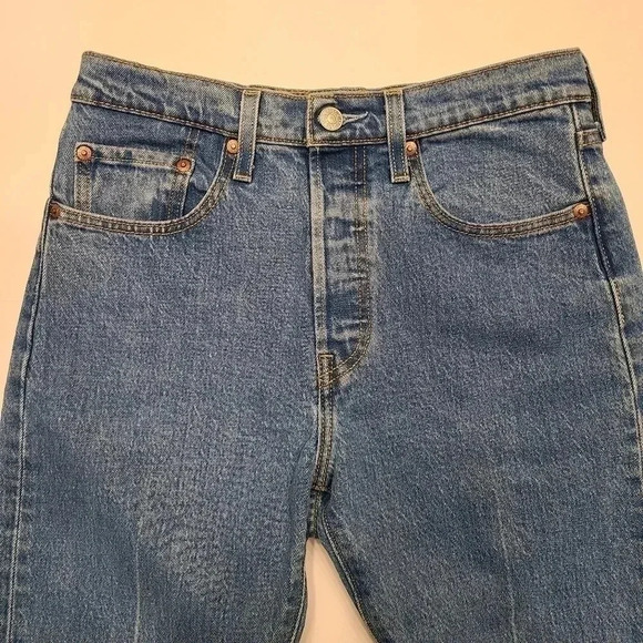 Levi's 501 S Skinny Straight Leg Jeans Blue Denim Button Fly Front 27 - Picture 6 of 16